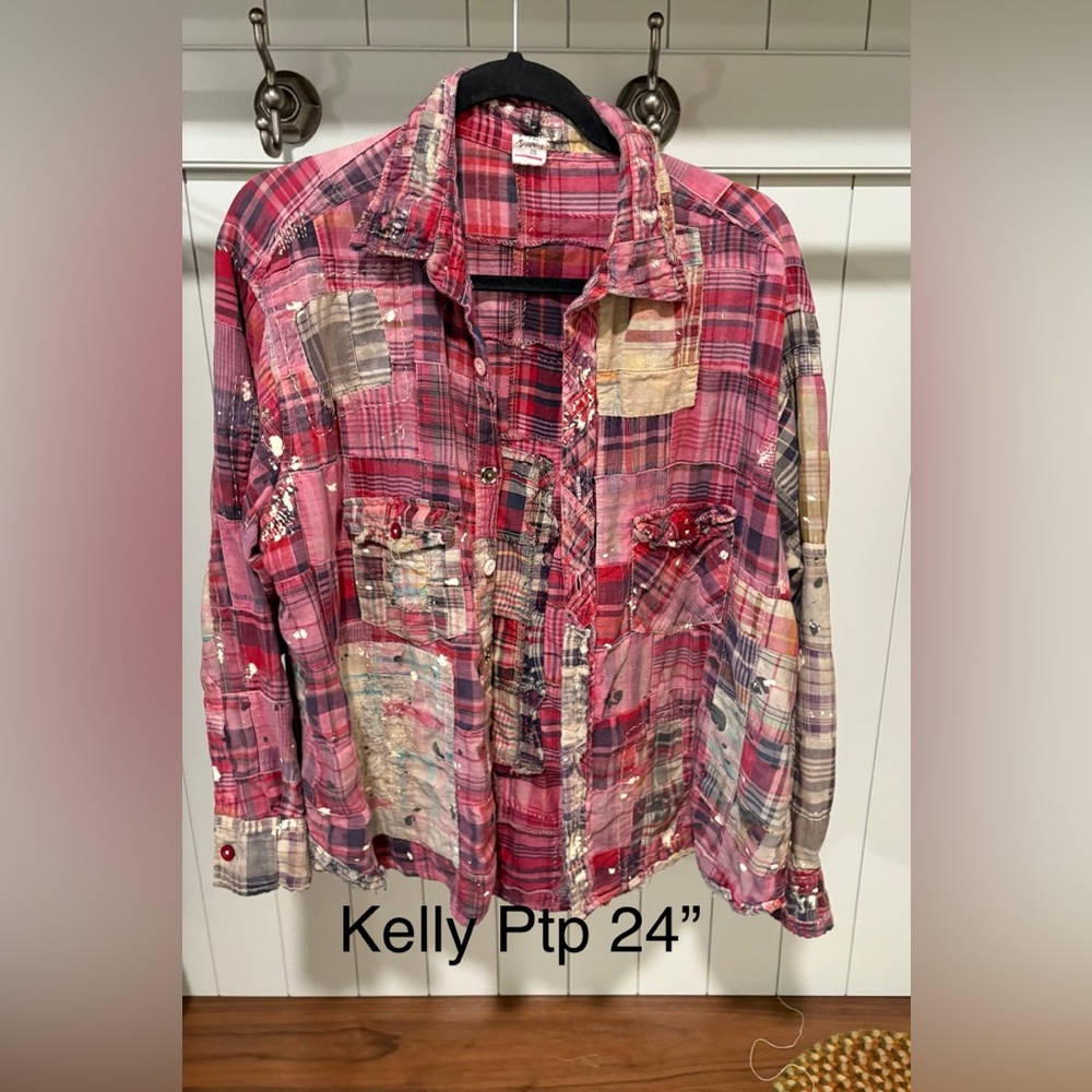 Magnolia Pearl Plaid Patchwork Button-Up Shirt